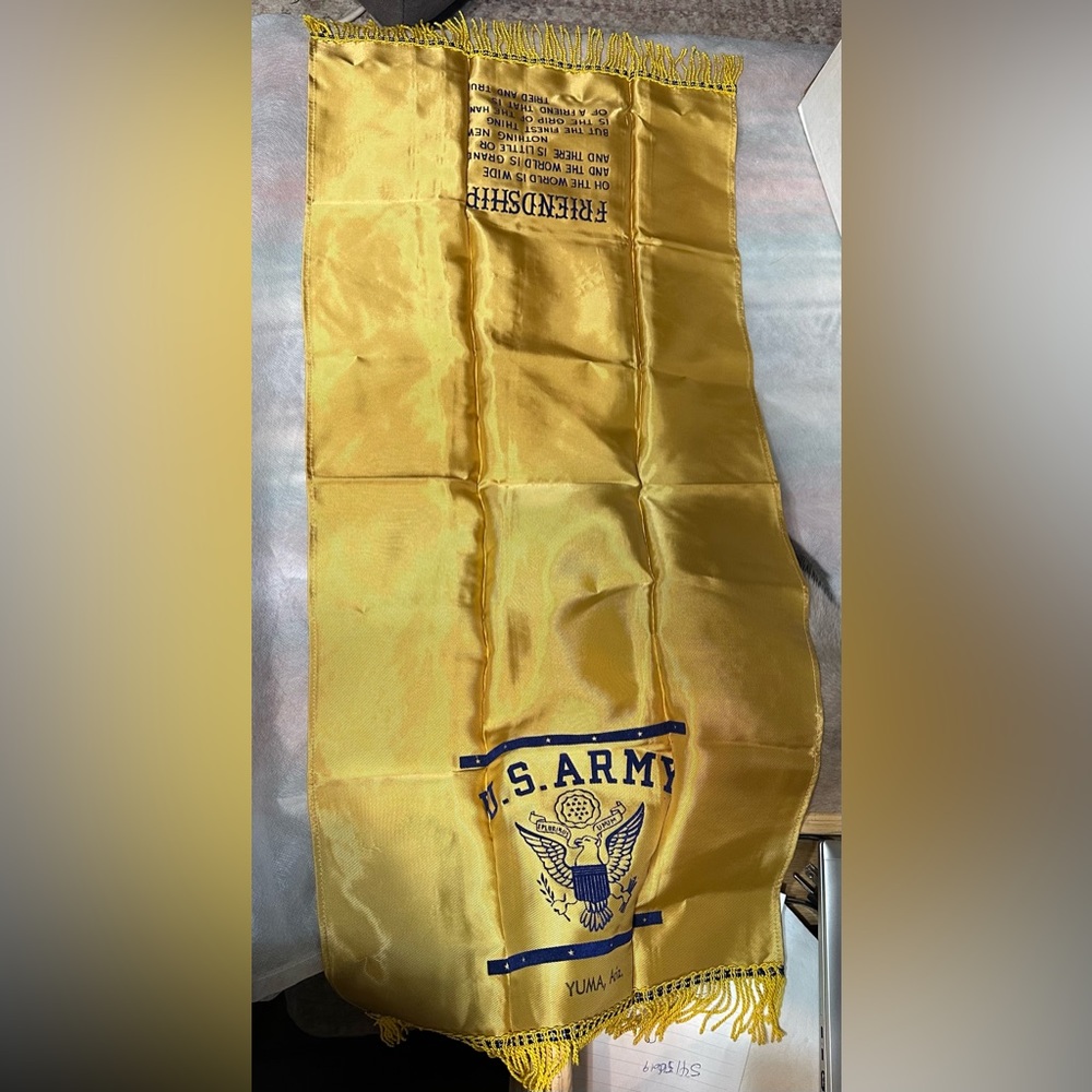 Vintage US ARMY Fringed Scarf, featuring Yuma, AZ
